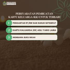 PERSYARATAN PEMBUATAN  KARTU KELUARGA (KK) UNTUK TERBARU